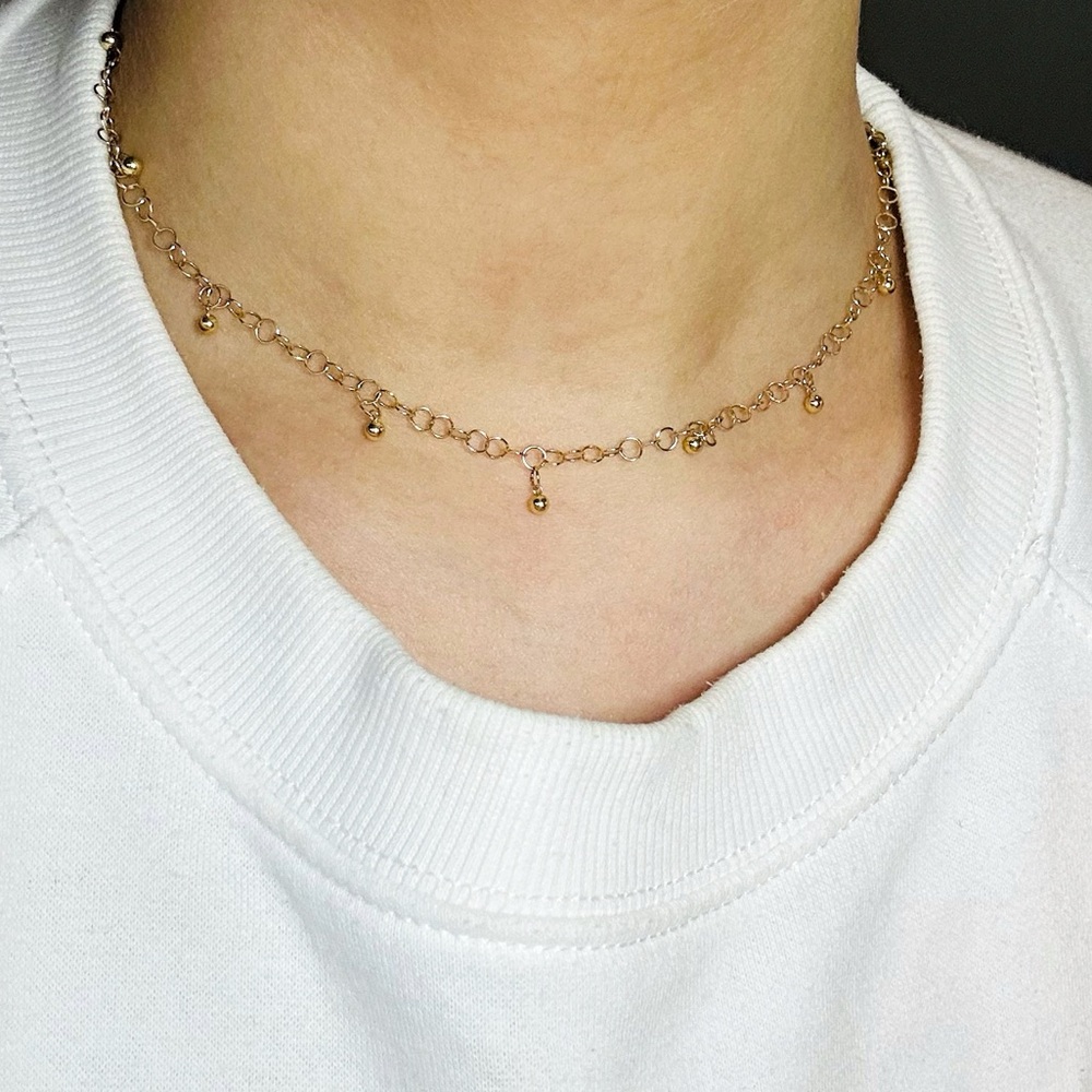 Solid Gold Dangle Necklace 14k/18k